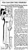 Marian Martin 9343: 1930s Rare Misses Street Dress 34 B Vintage Sewing Pattern
