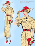 Marian Martin 9343: 1930s Rare Misses Street Dress 34 B Vintage Sewing Pattern