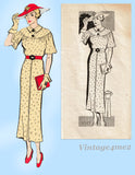 Marian Martin 9343: 1930s Rare Misses Street Dress 34 B Vintage Sewing Pattern