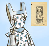 Marian Martin 9379: 1940s Cute Misses Full Bib Apron SM Vintage Sewing Pattern
