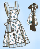 Marian Martin 9379: 1940s Cute Misses Full Bib Apron SM Vintage Sewing Pattern