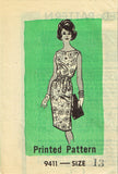1960s Vintage Marian Martin Sewing Pattern 9411 Misses Sheath Dress Size 13 33B
