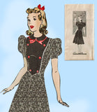 Marian Martin 9413: 1940s Lovely Misses WWII Dress Sz 35B Vintage Sewing Pattern