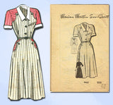 1940s Vintage Marian Martin Sewing Pattern 9462 Plus Size Ladies Dress Size 40 B - Vintage4me2