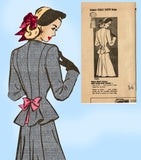 Marian Martin 9465: 1940s Misses WWII Peplum Suit Sz 32 B Vintage Sewing Pattern