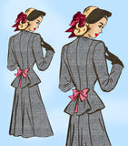 Marian Martin 9465: 1940s Misses WWII Peplum Suit Sz 32 B Vintage Sewing Pattern