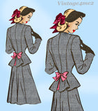 Marian Martin 9465: 1940s Misses WWII Peplum Suit Sz 32 B Vintage Sewing Pattern
