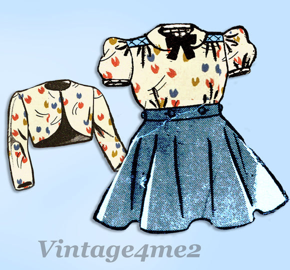 Marian Martin 9475: 1940s WWII Toddler Girls Suit Size 4 Vintage Sewing Pattern