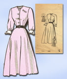1940s Vintage Marian Martin Sewing Pattern 9483 Misses Shirtwaist Dress Size 31B - Vintage4me2
