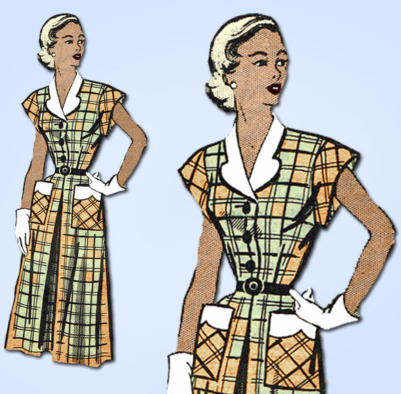 1950s Vintage Marian Martin Sewing Pattern 9494 Uncut Misses Dress Size 16 34B