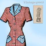 Marian Martin 9549: 1940s Misses WWII Day Dress Size 38 B Vintage Sewing Pattern