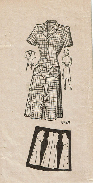 Marian Martin 9549: 1940s Misses WWII Day Dress Size 38 B Vintage Sewing Pattern