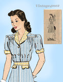 Marian Martin 9663: 1940s Misses WWII Day Dress Size 32 B Vintage Sewing Pattern