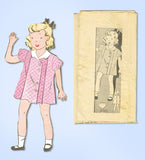 1930s Original Vintage Marian Martin Pattern 9749 Toddler Girls Pleated Dress 2