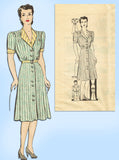 Marian Martin 9778: 1940s WWII Shirtwaist Dress Sz 36 B Vintage Sewing Pattern