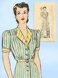 Marian Martin 9778: 1940s WWII Shirtwaist Dress Sz 36 B Vintage Sewing Pattern
