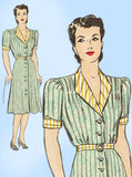 Marian Martin 9778: 1940s WWII Shirtwaist Dress Sz 36 B Vintage Sewing Pattern