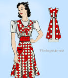 1930s Vintage Marian Martin Sewing Pattern 9958 Misses Farm Kitchen Apron 36-38B