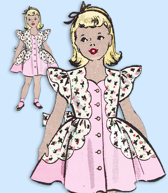 1950s VTG Marian Martin Sewing Pattern 9095 Uncut Toddler Girls Party Dress Sz 4 -Vintage4me2