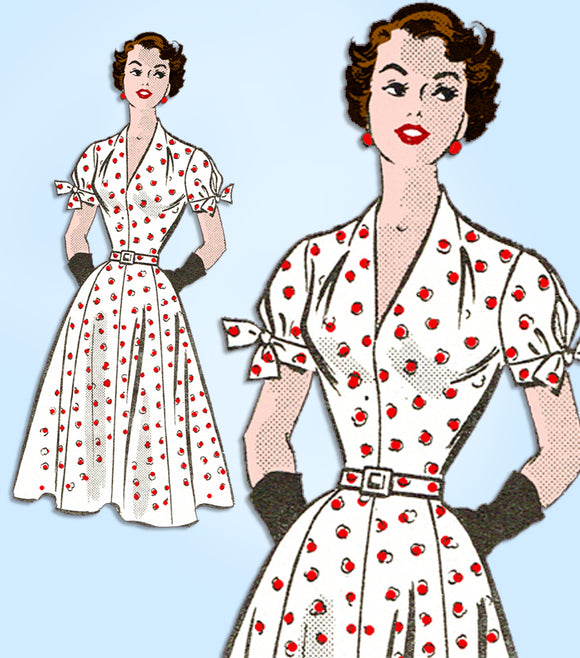 1950s Vintage Marian Martin Sewing Pattern R9385 Uncut Plus Size Dress 42 Bust