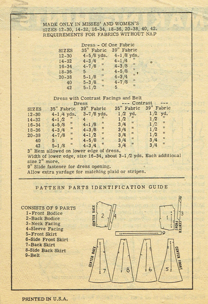 1950s Original Vintage Marian Martin Pattern 9213 Plus Size Dress 40 B ...