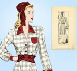 1930s Vintage Marian Martin Sewing Pattern 9807 Misses WWII Dress Size 34 Bust - Vintage4me2
