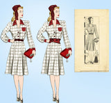 1930s Vintage Marian Martin Sewing Pattern 9807 Misses WWII Dress Size 34 Bust - Vintage4me2