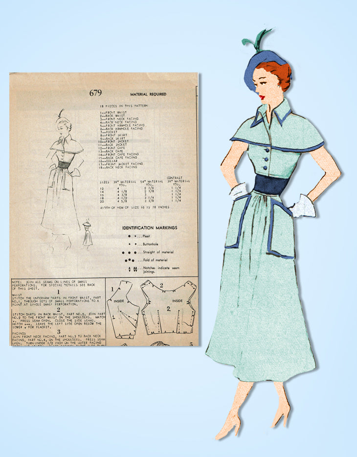 1950s Rare Uncut Vintage Modes Royale Sewing Pattern 679 Misses Dress ...