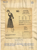 1950s Vintage Modes Royale Sewing Pattern 965 Misses Cocktail Dress Size 30 Bust