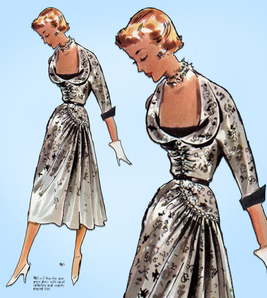 1950s Vintage Modes Royale Sewing Pattern 965 Misses Cocktail Dress Size 30 Bust
