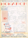 1930s Vintage Monarch Embroidery Transfer M205 Uncut DOW Dutch Tea Towels ORIG