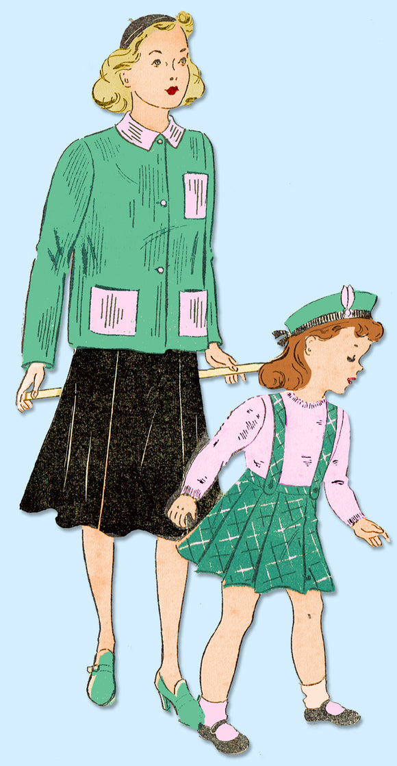 1940s Vintage New York Sewing Pattern 1004 Uncut Little Girls Skirt & Jacket 14