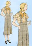 1930s Vintage New York Sewing Pattern 1019 Uncut Girls Suspender Suit Sz 14