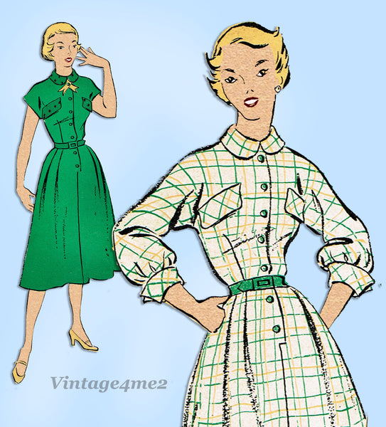 New York 1056: 1950s Uncut Misses Street Dress Sz 31 B Vintage Sewing Pattern