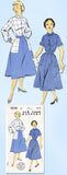 1950s Vintage New York Sewing Pattern 1058 Uncut Misses Shirtwaist Dress Sz 36 B
