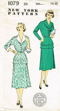 1940s Vintage New York Sewing Pattern 1079 Uncut Misses Double Peplum Dress 32 B