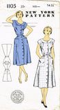 1950s Vintage New York Sewing Pattern 1105 Uncut Misses House Dress Size 14 32B