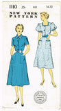 1950s Vintage New York Sewing Pattern 1110 Uncut Misses Shirtwaist Dress Sz 32 B
