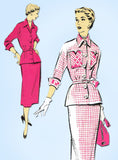 1940s Vintage New York Sewing Pattern 1130 Uncut Misses Two Piece Dress Sz 30 B