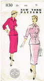 1940s Vintage New York Sewing Pattern 1130 Uncut Misses Two Piece Dress Sz 30 B