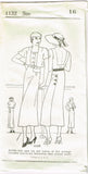 New York 1132: 1930s Uncut Misses Sun Back Dress Sz 34 B Vintage Sewing Pattern