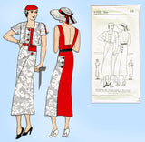 New York 1132: 1930s Uncut Misses Sun Back Dress Sz 34 B Vintage Sewing Pattern