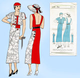 New York 1132: 1930s Uncut Misses Sun Back Dress Sz 36 B Vintage Sewing Pattern