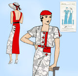 New York 1132: 1930s Uncut Misses Sun Back Dress Sz 38 B Vintage Sewing Pattern