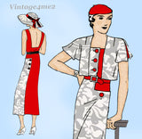 New York 1132: 1930s Uncut Misses Sun Back Dress Sz 36 B Vintage Sewing Pattern