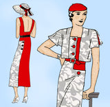 New York 1132: 1930s Uncut Misses Sun Back Dress Sz 36 B Vintage Sewing Pattern