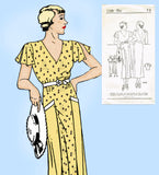 New York 1133: 1930s Uncut Dress w Plunging Back Sz 30 B Vintage Sewing Pattern