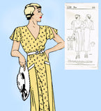 New York 1133: 1930s Uncut Dress w Plunging Back Sz 34 B Vintage Sewing Pattern
