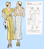 New York 1133: 1930s Uncut Dress w Plunging Back Sz 34 B Vintage Sewing Pattern
