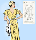 New York 1133: 1930s Uncut Dress w Plunging Back Sz 36 B Vintage Sewing Pattern